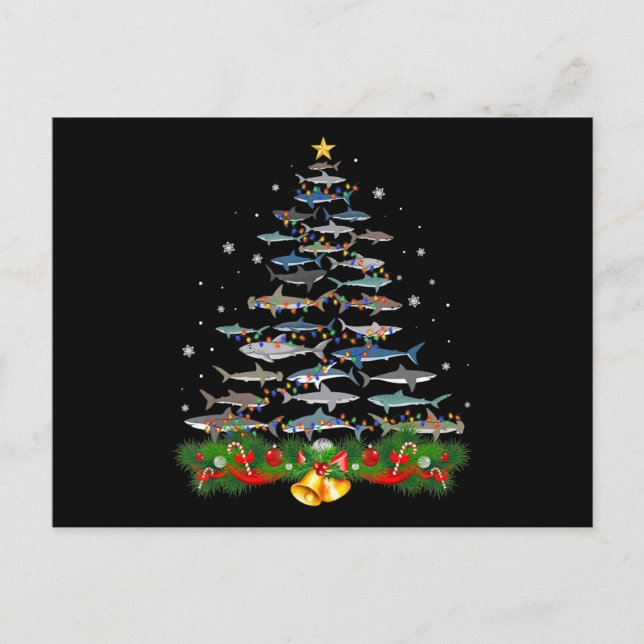 Shark Christmas Tree Shark Lovers Ohrts Ankündigungspostkarte (Vorderseite)