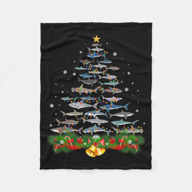 Shark Christmas Tree Shark Lovers Ohrts Fleecedecke (Vorderseite)