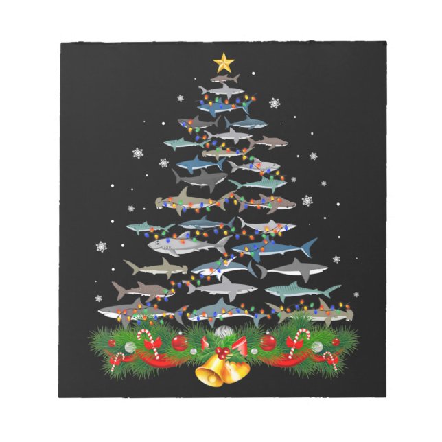Shark Christmas Tree Shark Lovers Ohrts Notizblock (Vorderseite)