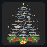 Shark Christmas Tree Shark Lovers Ohrts Quadratischer Aufkleber<br><div class="desc">Shark Christmas Tree Shark Lovers Ohrts</div>