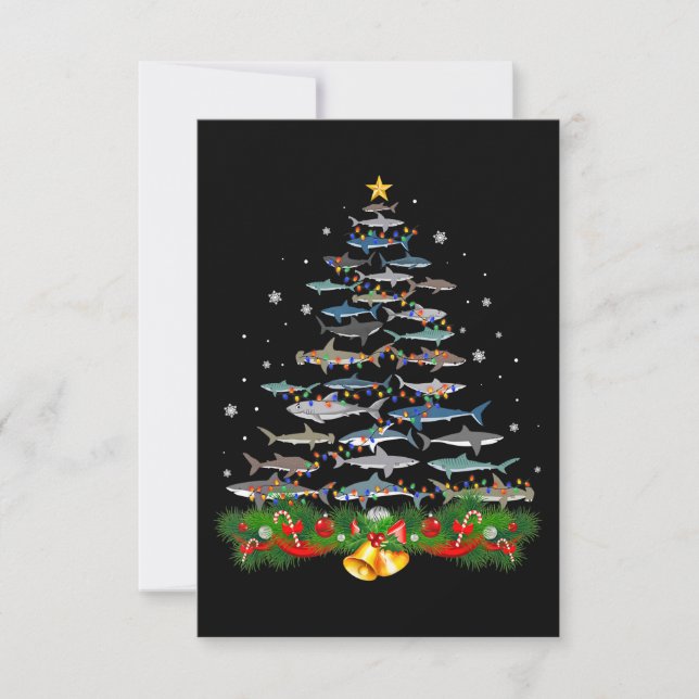 Shark Christmas Tree Shark Lovers Ohrts RSVP Karte (Vorderseite)