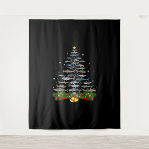 Shark Christmas Tree Shark Lovers Ohrts Wandteppich