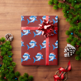 Shark Christmas Weihnachtsmannmütze Geschenk Geschenkpapier