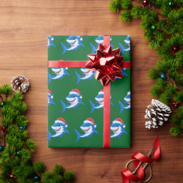 Shark Christmas Weihnachtsmannmütze Geschenk Green Geschenkpapier