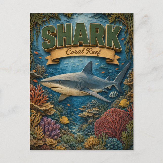 Shark Coral Reef POPCUT Postkarte (Vorderseite)