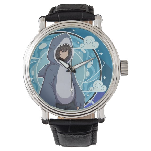 Shark Costume Coffee Art Armbanduhr (Vorderseite)