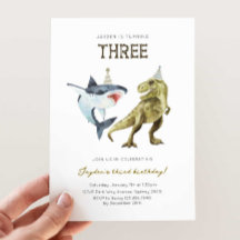 Shark & Dino 3e Invitation du jour B, T-rex Shark
