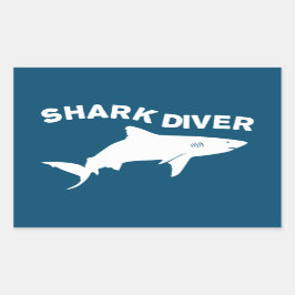 Shark Diver Rechteckiger Aufkleber