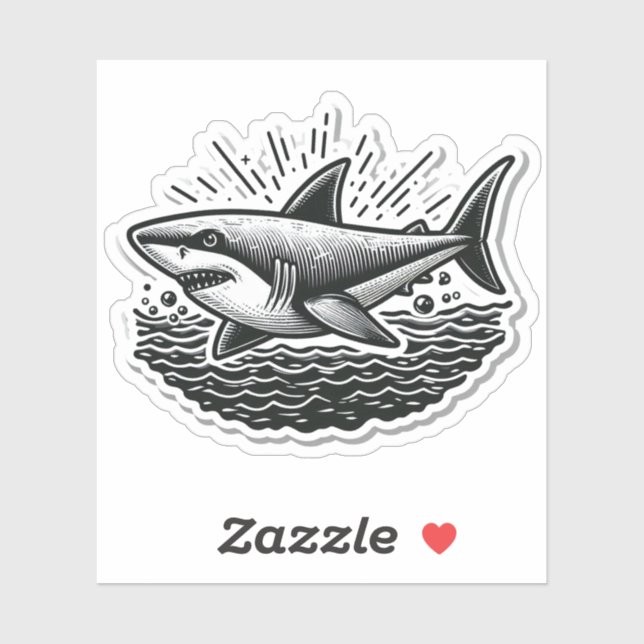 Shark Drawing: Deep Water Sticker #7 (Blatt)