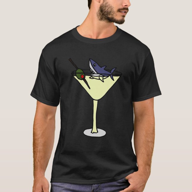 Shark drôle en T-shirt Martini Glass (Devant)