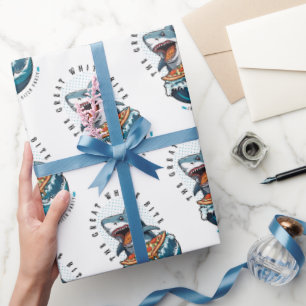Shark Eating Pizza   Der große weiße Biss Jawsome Geschenkpapier