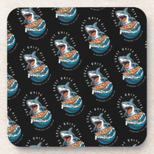 Shark Eating Pizza Der große weiße Biss Jawsome Getränkeuntersetzer