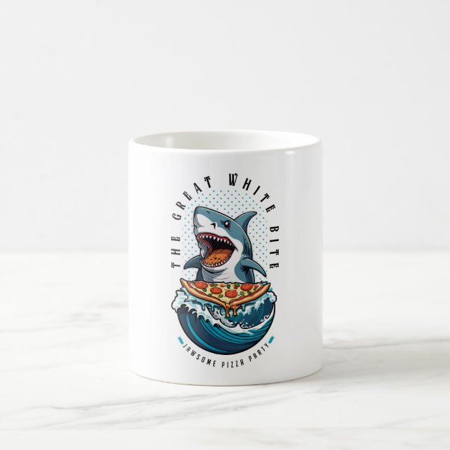 Shark Eating Pizza | Der große weiße Biss Jawsome Kaffeetasse (Mittel)