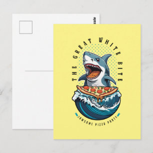 Shark Eating Pizza Der große weiße Biss Jawsome Postkarte