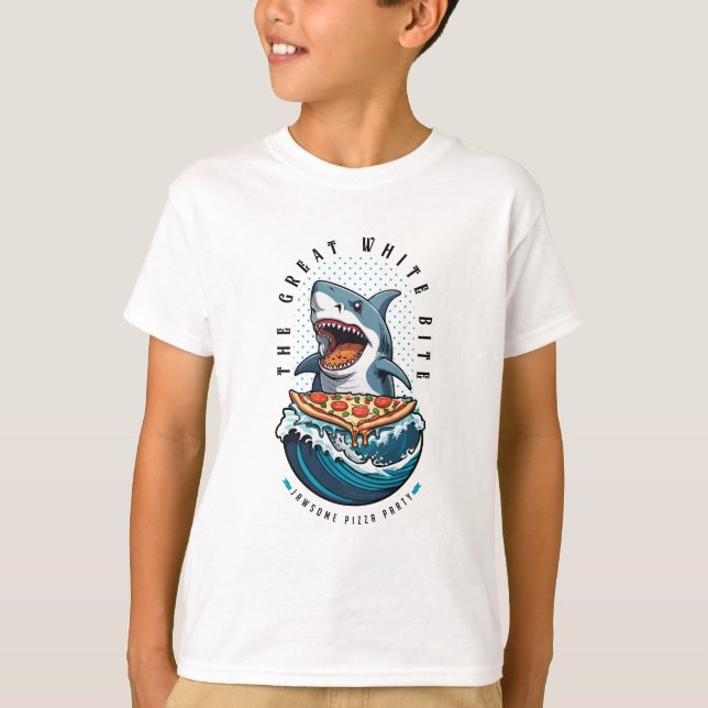 Shark Eating Pizza | Der große weiße Biss Jawsome T-Shirt (Vorderseite)