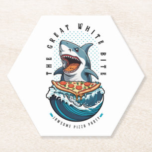 Shark Eating Pizza Der große weiße Biss Jawsome Untersetzer