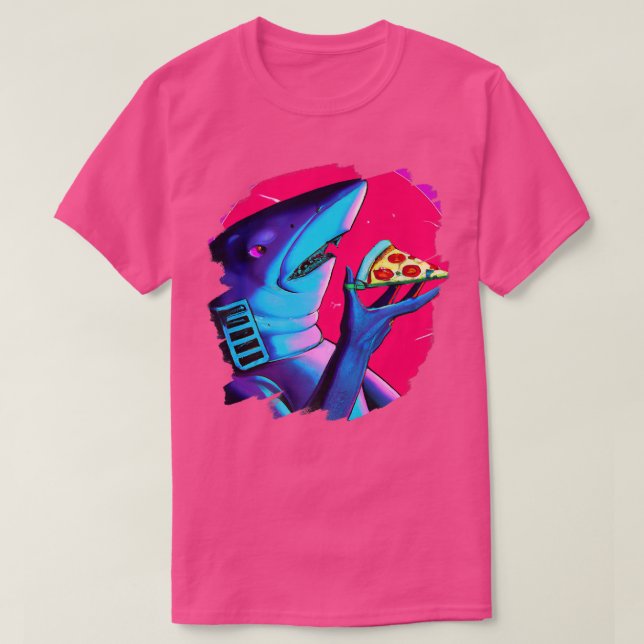 Shark Eating Pizza Funny Cool Pizza Sharks T-Shirt (Design vorne)
