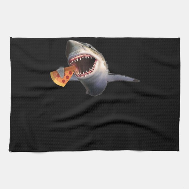 Shark Eating Pizza Shark Funny Funny Gutes Geschirrtuch (Horizontal)