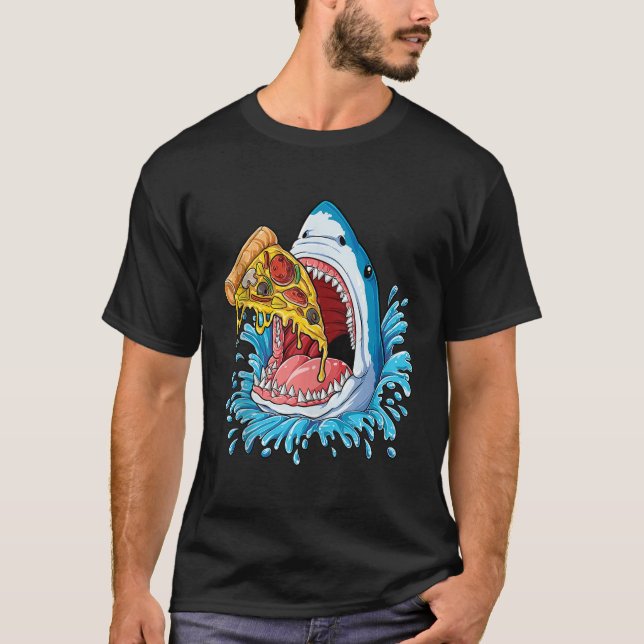 Shark Eating Pizza Shirt Jawsome Men Food Lovers S (Vorderseite)