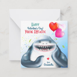 Shark Fintastic Kids Classroom Valentines Card Mitteilungskarte