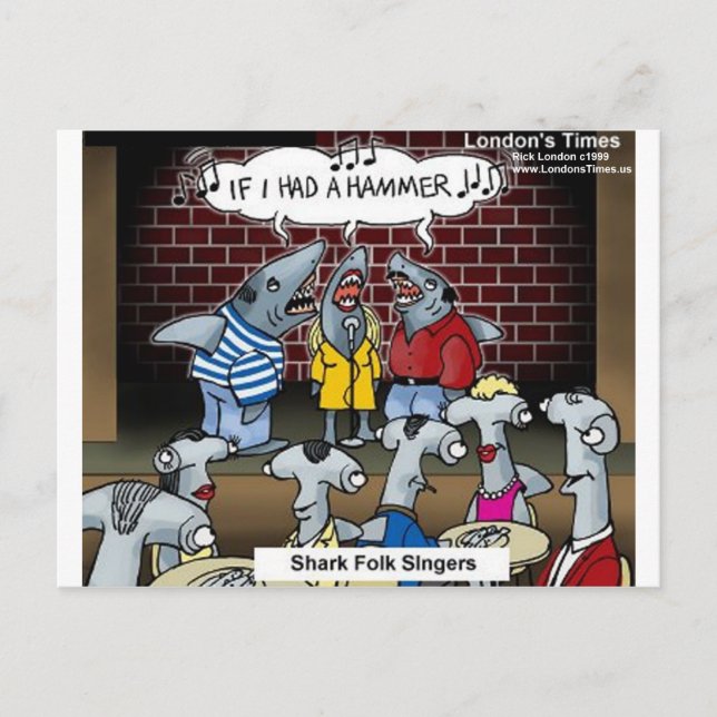 Shark Folk Singers Funny Gifts T-Shirts & Cards Postkarte (Vorderseite)