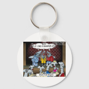 Shark Folk Singers Funny Gifts T-Shirts & Cards Schlüsselanhänger
