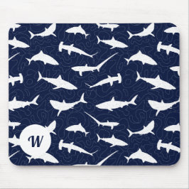 Shark Frenzy Personalisiert Blue und White Mousepad