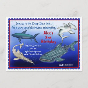 Shark Frenzy zum Geburtstag Einladungen