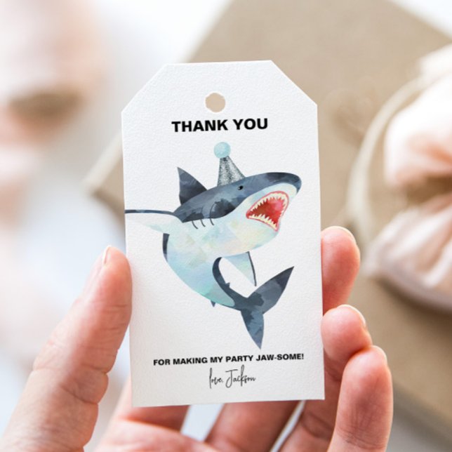 Shark-Gastgeschenk-Tags Geschenkanhänger (Shark party gift tags)