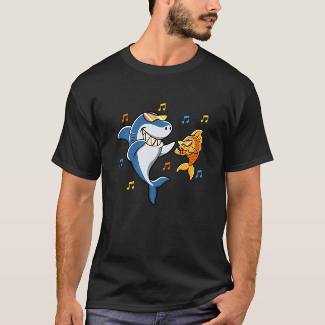 Shark Goldfish Dancing Party Cute Sea Animals T-Shirt (Vorderseite)