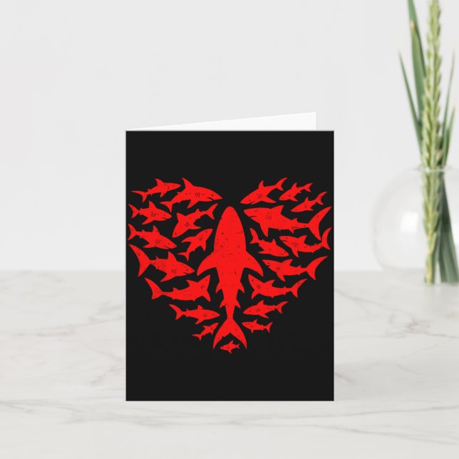 Shark Heart Ocean Funny Valentines Day Men Women K Karte (Vorderseite)