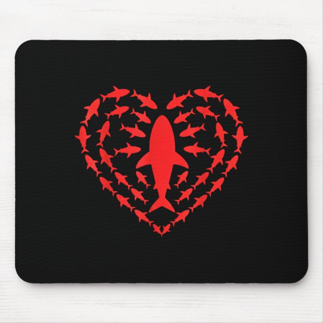Shark Heart Ocean Funny Valentines Day Men Women K Mousepad (Vorne)