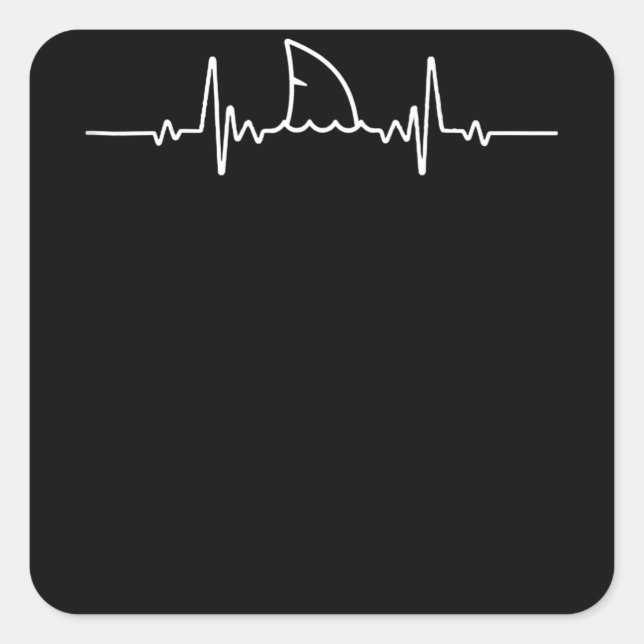 Shark Heartbeat Fin Ocean Animal Quadratischer Aufkleber (Vorderseite)