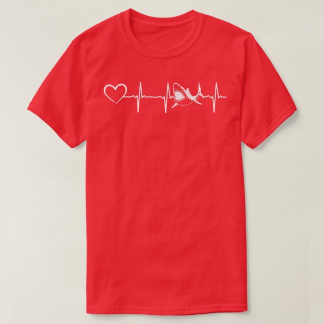 Shark Heartbeat Shark Fish Great White Shark Heart T-Shirt (Design vorne)