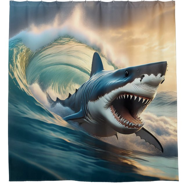 Shark Hit and Run Duschvorhang (Vorderseite)