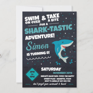 Shark Invitation for Birthday Pool Party Bite Einladung