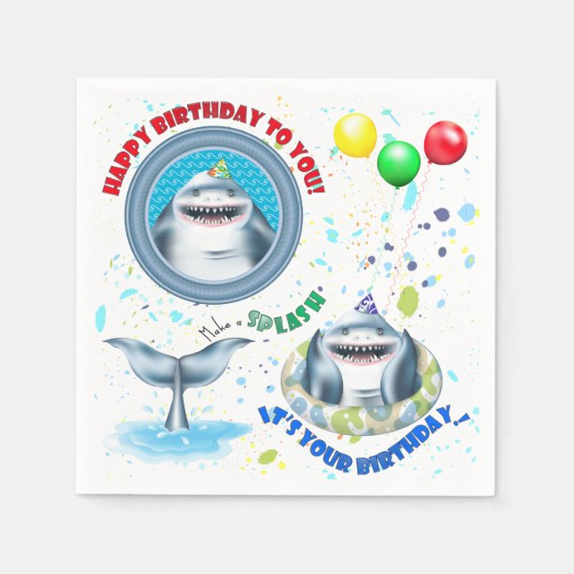 Shark Kindergeburtstag Party Serviette (Vorderseite)