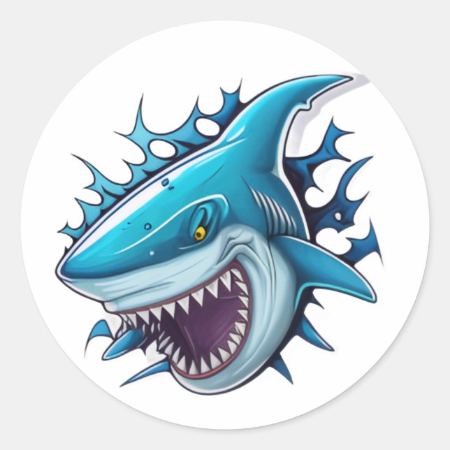 Shark logo T-Shirt Runder Aufkleber (Vorderseite)