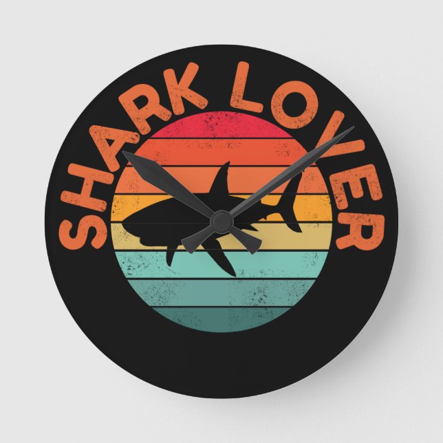 SHARK LOVER RUNDE WANDUHR (Vorderseite)