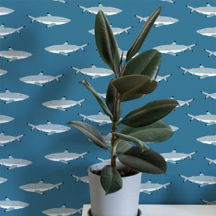 Shark Nautical Aquamarin Green Art Tapete