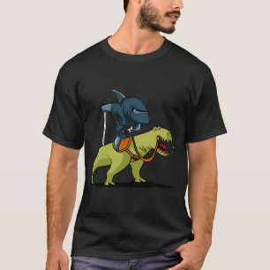 Shark Ninja Reitet T-Rex Dinosaurier T-Shirt