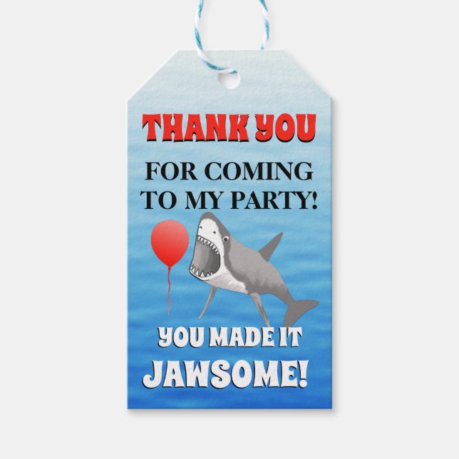 Shark Party Danke Jawsome Geschenkanhänger (Vorderseite)