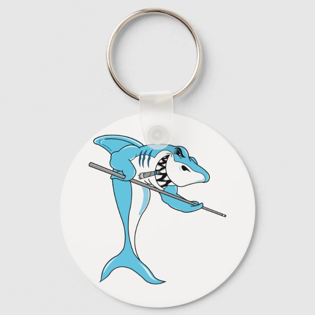 Shark Playing Billiards Schlüsselanhänger (Vorderseite)