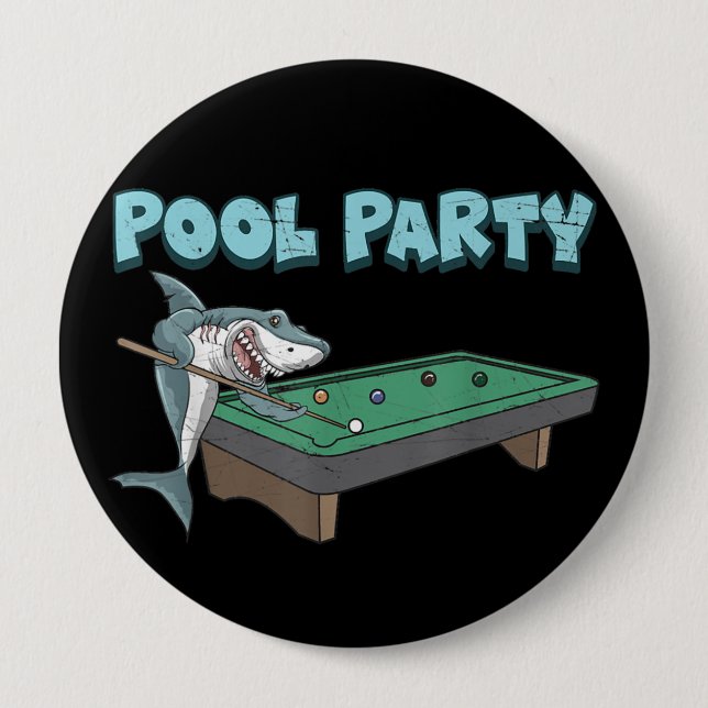 Shark Pool Party Pub Billiard Summer Beach Pool Button (Vorderseite)