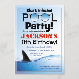 Shark Pool Party Schwimmen Geburtstag Einladung