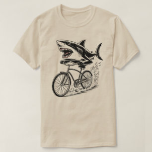 Shark Riding Bicycle ・ Land Shark Attack T-Shirt ・