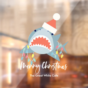 Shark Santa Claus WeihnachtsLICHT Urlaub Fensteraufkleber