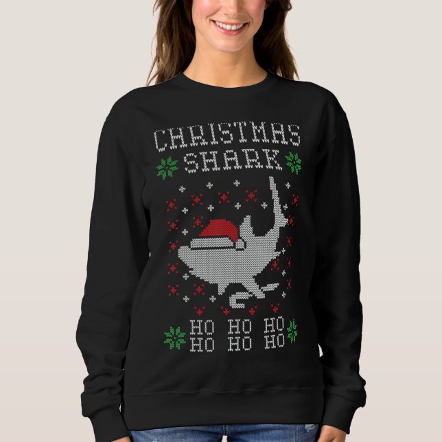 Shark Santa T-Shirt Shark Hat Lichter Weihnachten  Sweatshirt (Vorderseite)