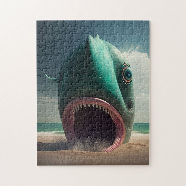 Shark sculpture on the beach (Vertikal)