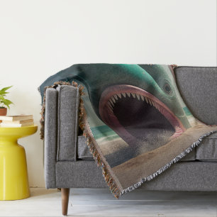 Shark sculpture on the beach decke